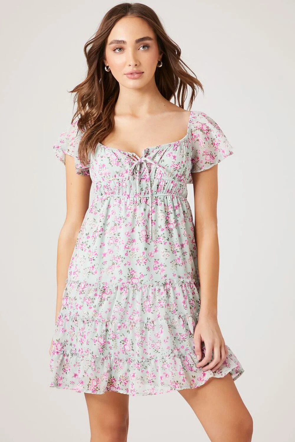 Tiered Floral Print Mini Dress | Forever 21 (US)