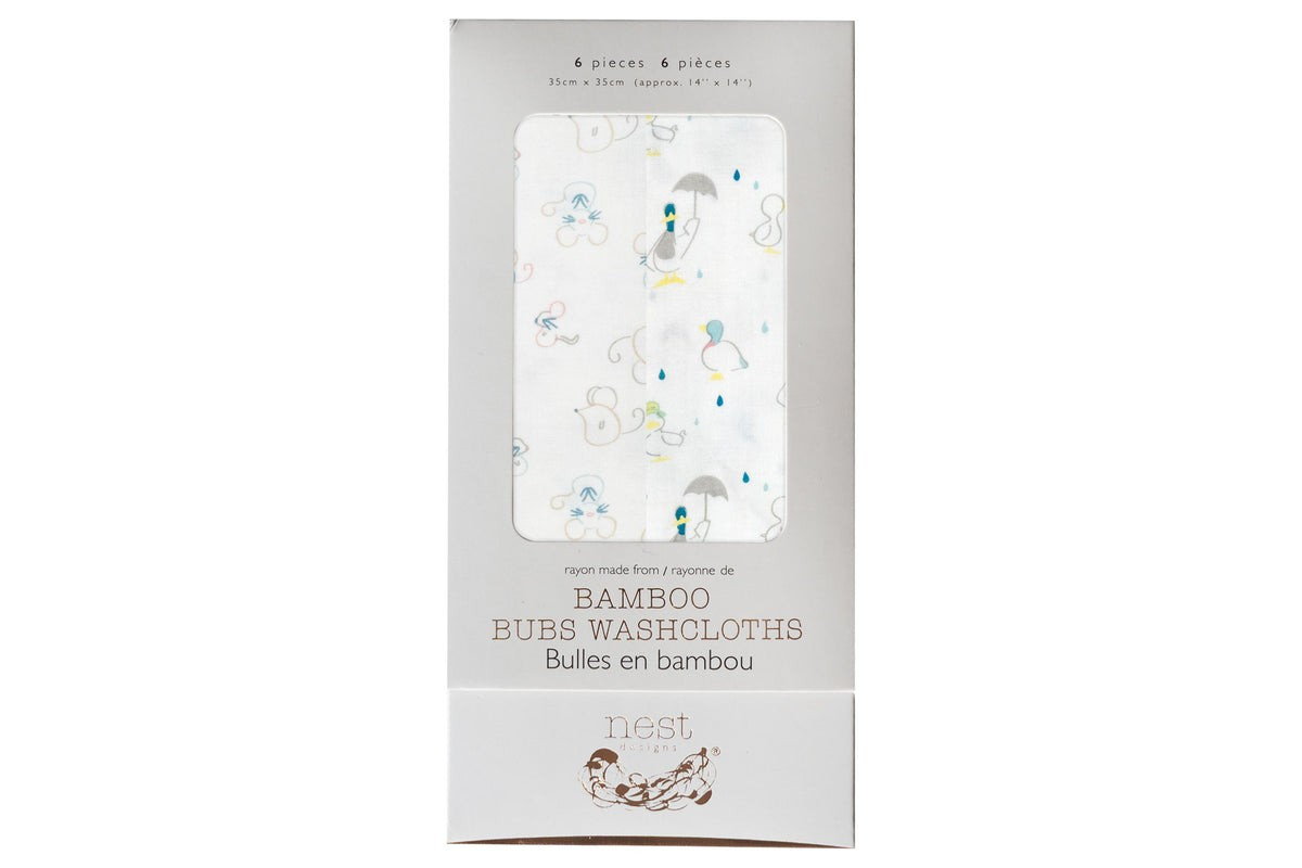 Bamboo Bubs Baby Washcloth Set (6 Pack) - Mouse & Duck | Nest Designs