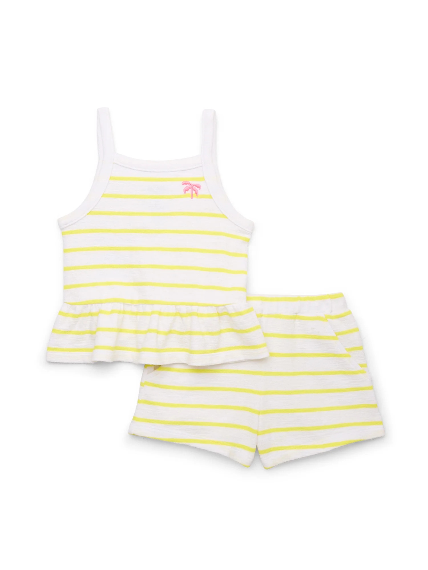 365 Kids by Garanimals Girls Peplum Tank Top and Shorts Outfit Set, 2-Piece, Sizes 4-10 | Walmart (US)