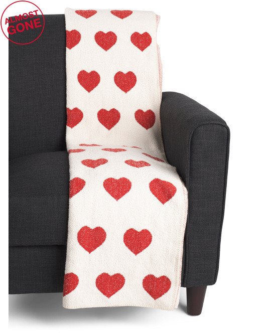 Feather Knit Hearts Throw | TJ Maxx