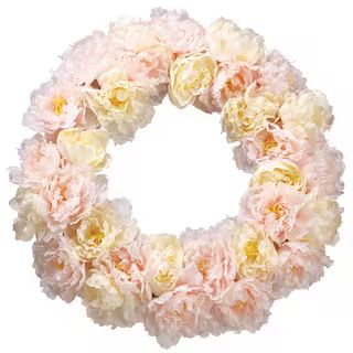 22" White & Pink Peony Wreath | Michaels Stores