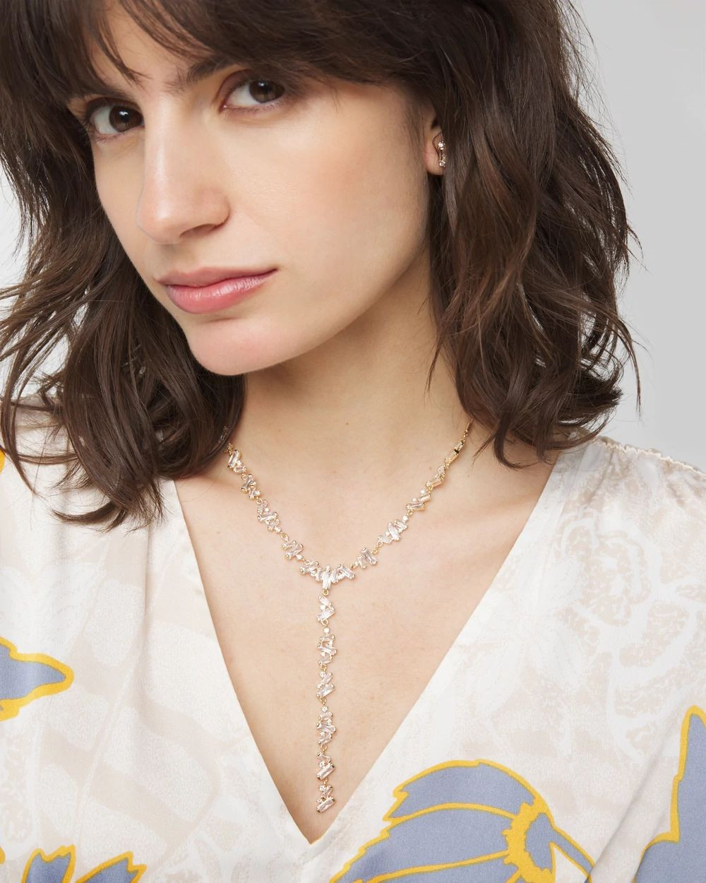 Gold Adjustable Baguette Y-Necklace | White House Black Market