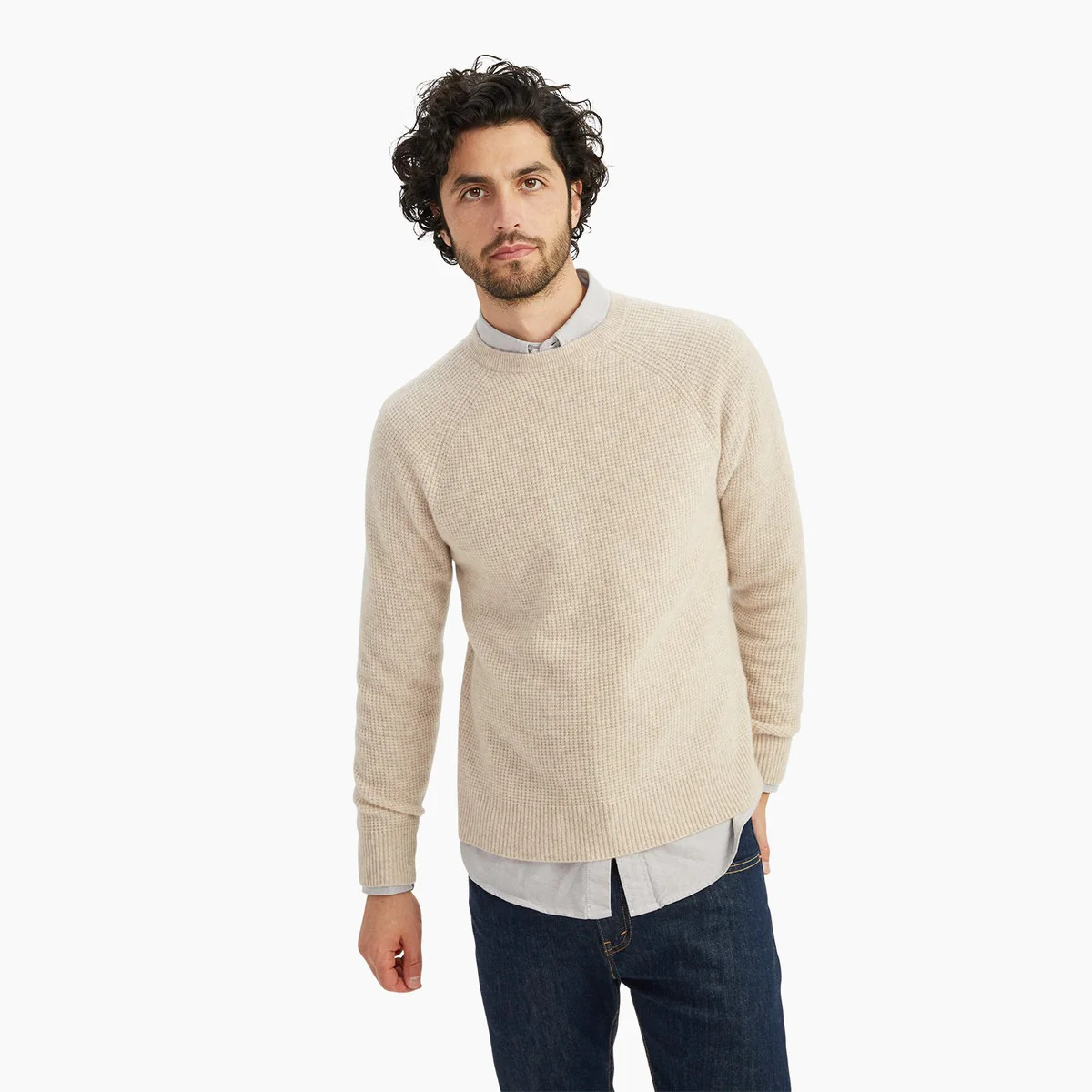 Cashmere Waffle Crewneck Sweater | NAADAM