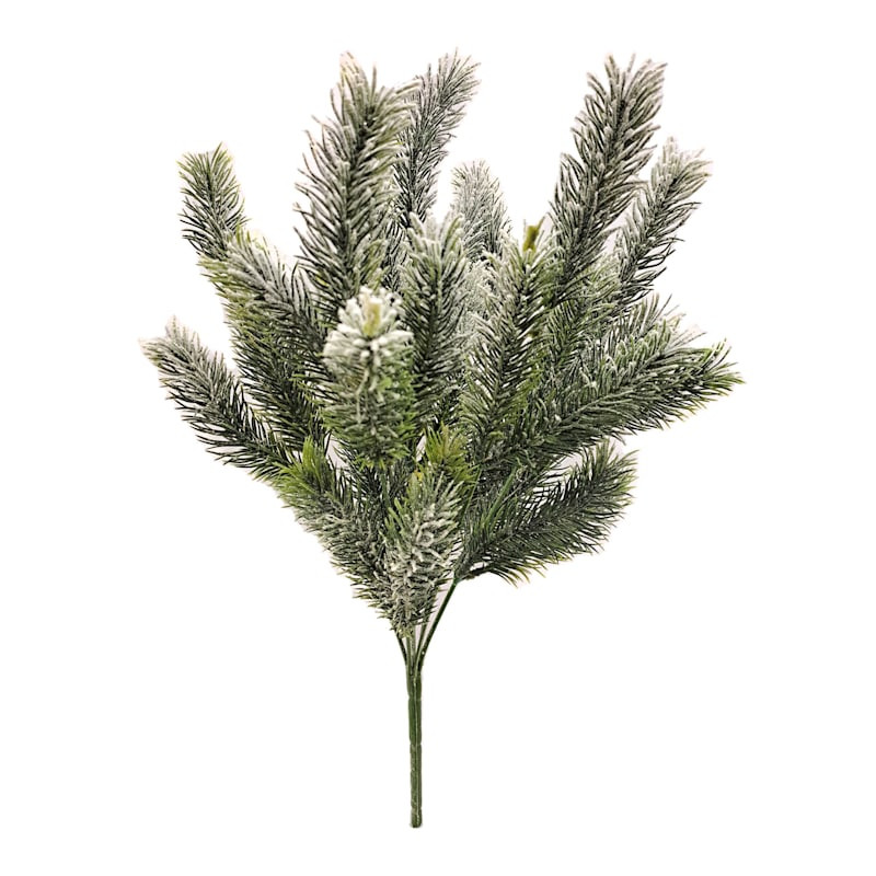 Green Forest Pine Bush, 17", White, Plastic, sold by At Home | At Home