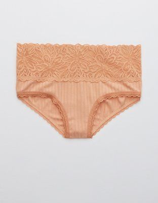 Aerie Ribbed Firework Lace Cheeky Underwear | American Eagle Outfitters (US & CA)