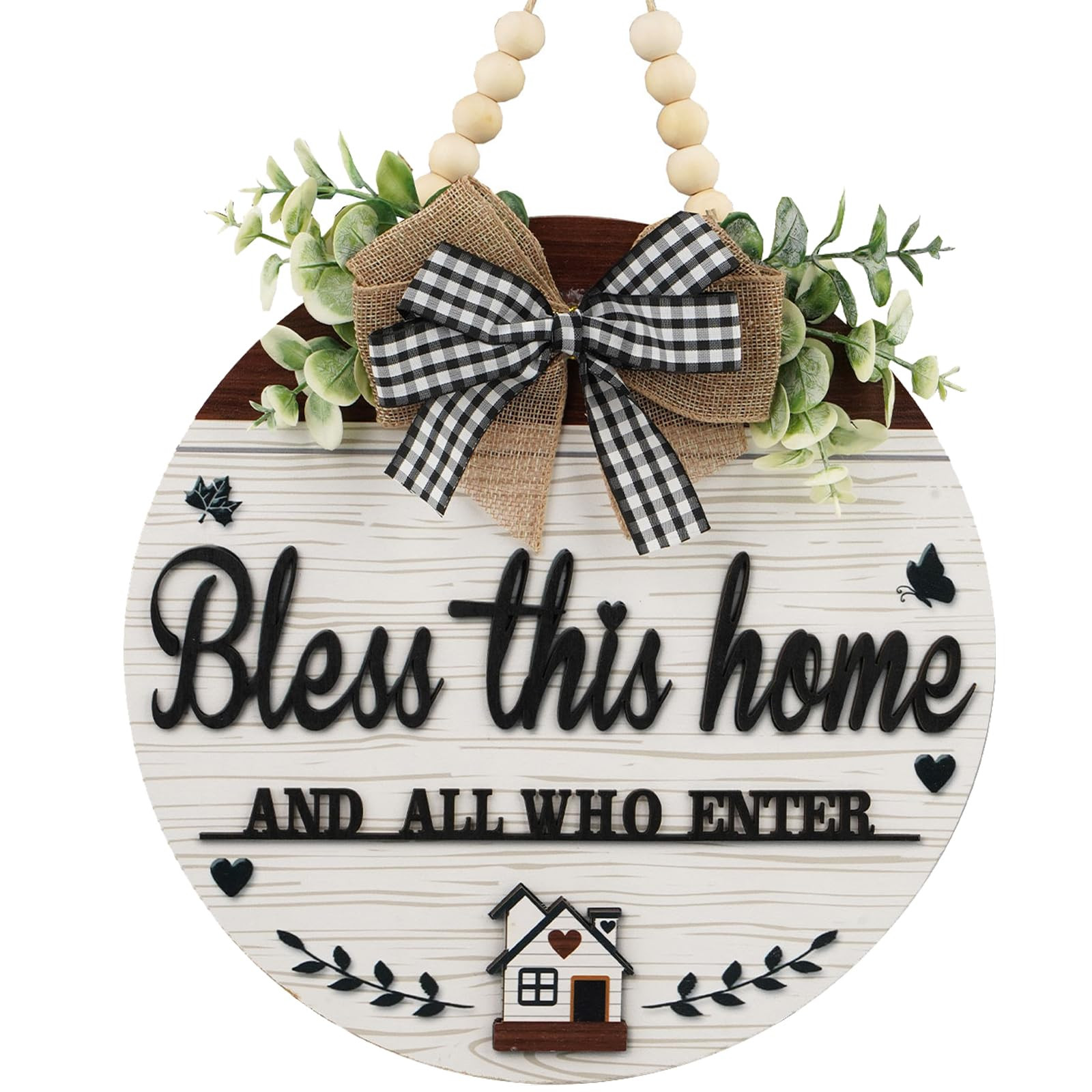 3D Bless This Home and All Who Enter Wooden Front Door Signs，Door Decorations Hanging,Christian... | Amazon (US)