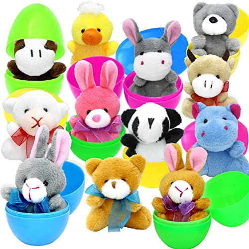 CH HAICHENG 12PCS Filled Easter Eggs with Plush Animal Toys Inside, Prefilled Easter Eggs for Easter Eggs Hunt, Easter Basket Stuffers Fillers, Easter Classroom Prize Supplies | Amazon (US)