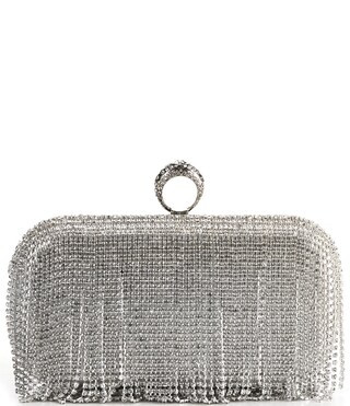 Antonio Melani Silver Crystal Mesh Fringe Minaudiere Clutch | Dillard's | Dillard's