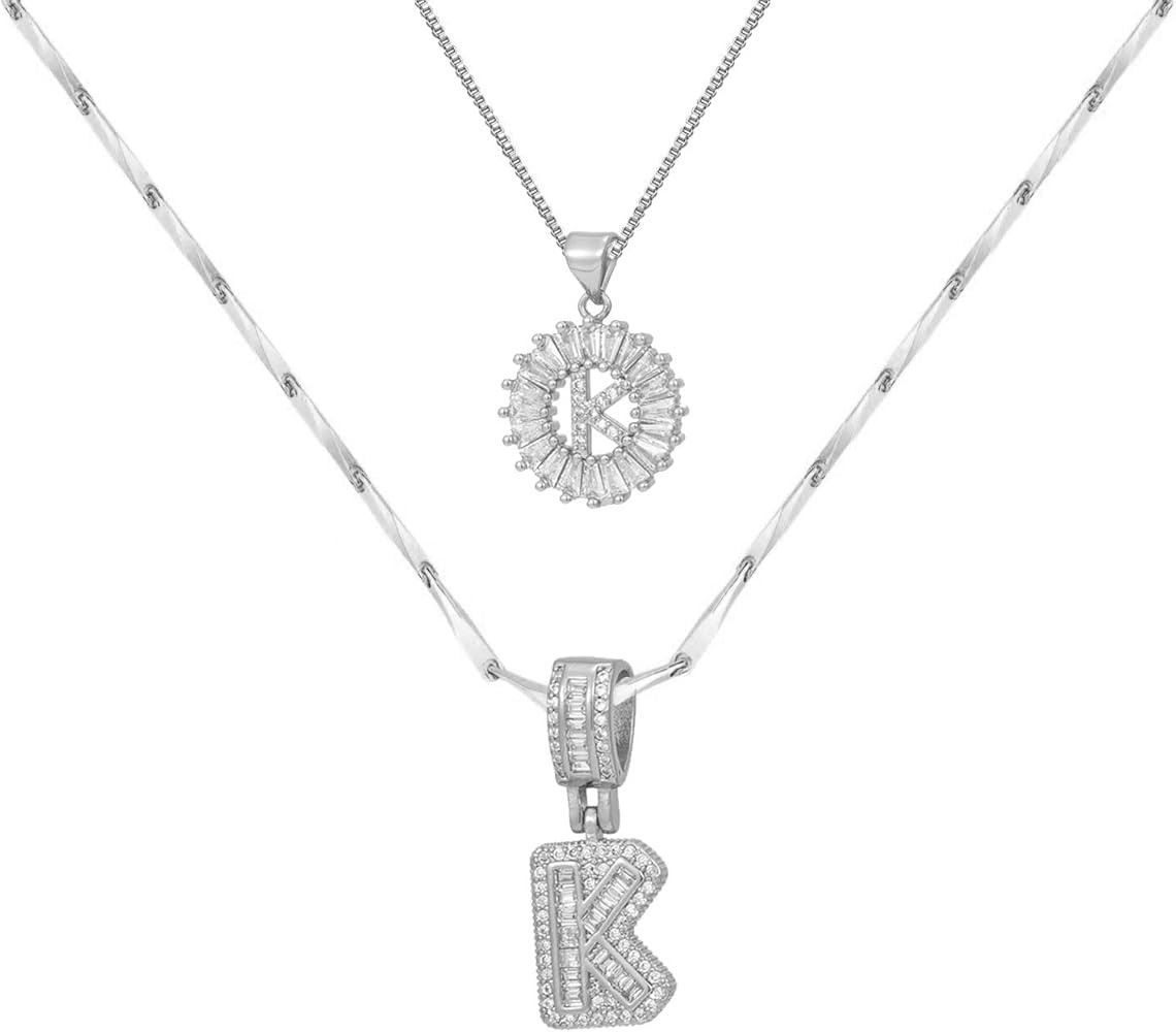 Gold/Silver Letter Necklace for Women,14K Gold Plated Initial Necklaces,Personalized Custom Name ... | Amazon (US)