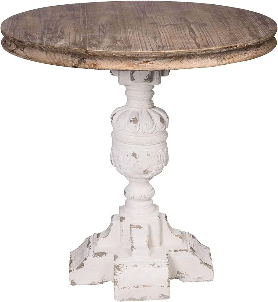 CC Home Furnishings 31.5" White and Brown Distressed Southern Living French Country Natural Table | Amazon (US)