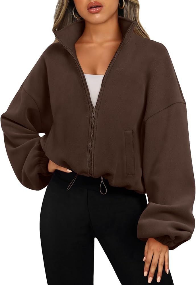 AUTOMET Womens Zip Up Hoodies Oversized Sweatshirts Fleece Jackets Long Sleeve Crop Sherpa Fall O... | Amazon (CA)