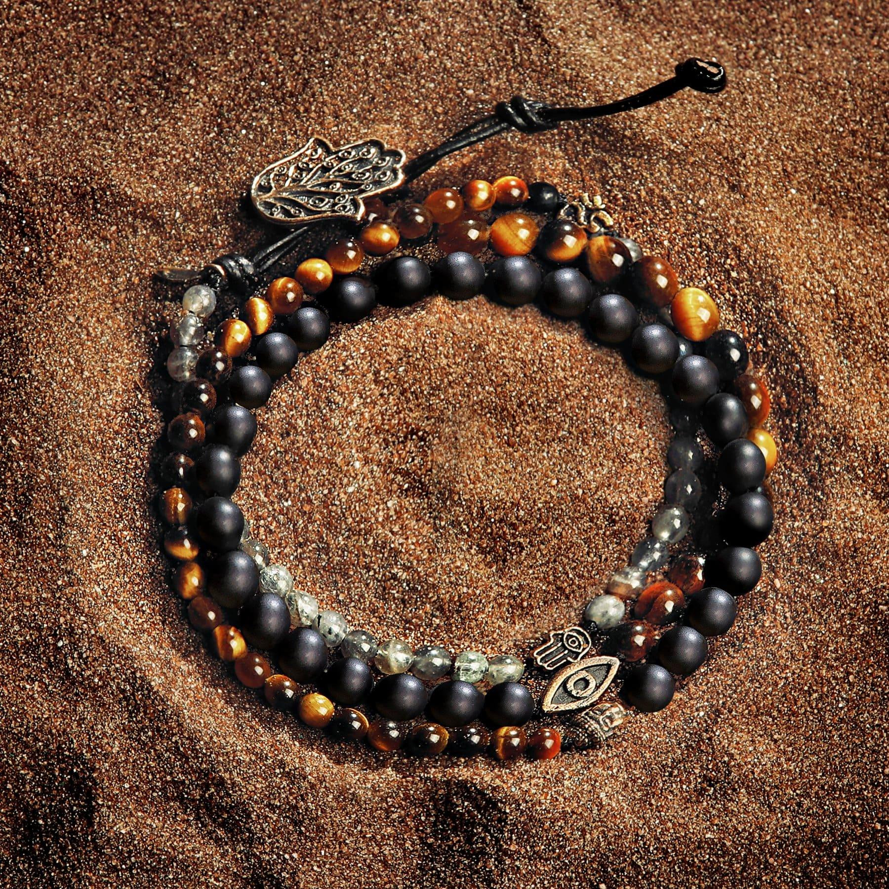 Ultimate Prosperity - Onyx Tiger Eye Labradorite Wrap | Karma and Luck | Unique Spiritual Jewelry... | Karma and Luck