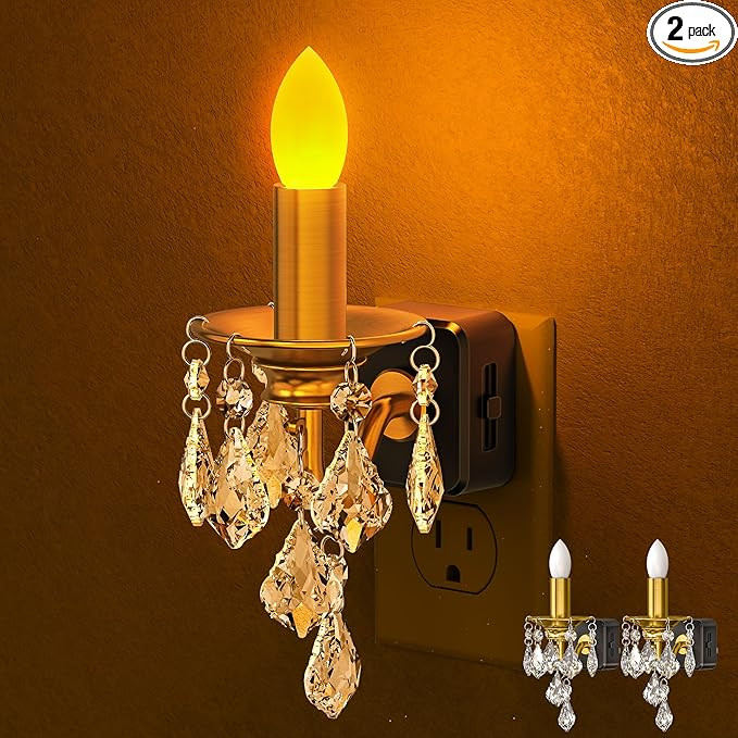 Candle Night Lights Plug into Wall, LED Amber Night Light with Dusk to Dawn Sensor, 0-100LM Dimma... | Amazon (US)