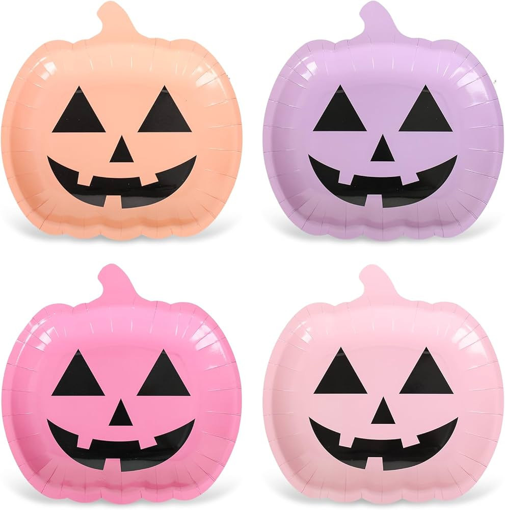 40Pcs Halloween Pumpkin Paper Plates Grimace Pumpkin Shape Disposable Plates 9 Inch Halloween Col... | Amazon (US)