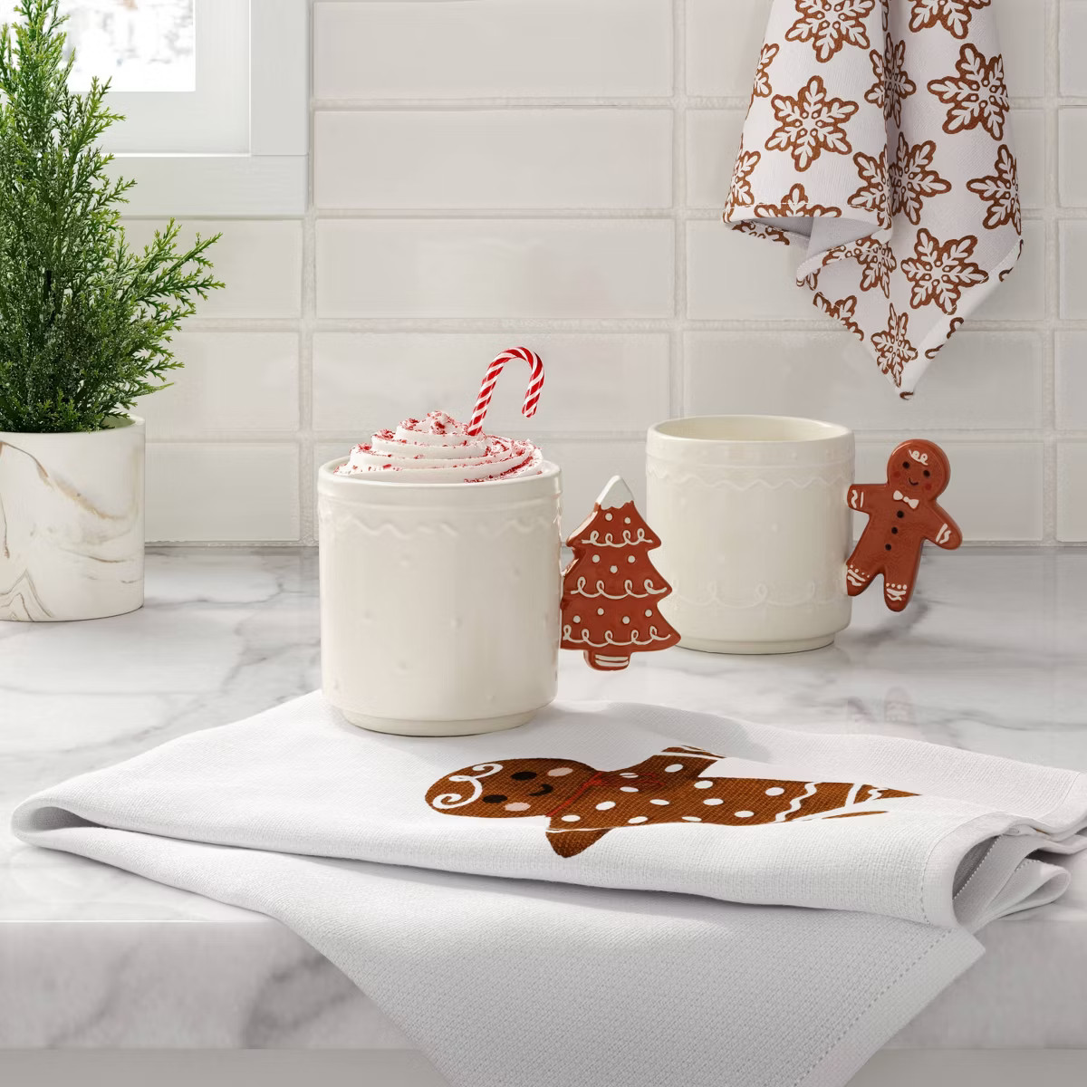 15.5 fl oz Christmas Stoneware Gingerbread Man Handle Mug Ivory - Wondershop™ | Target