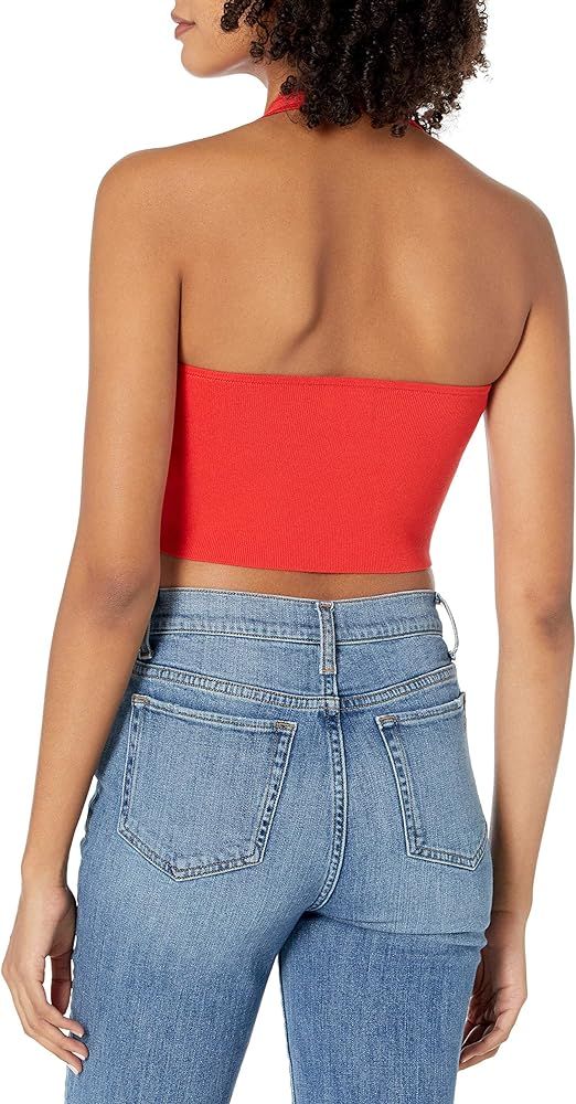 Amazon.com: The Drop Women's Greta Fitted Square Neck Halter Sweater Bralette, Red, L : Clothing,... | Amazon (US)