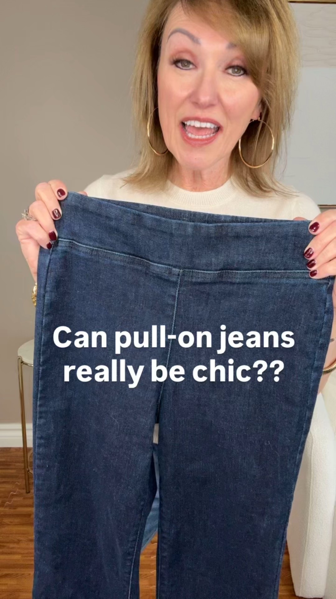 Pull-on jeans don’t have to look dated.

The smooth front can actually look incredibly polished - if you style them intentionally.

✔️Choose a modern silhouette 
✔️ Skip the full tuck
✔️ Balance proportions 

It IS possible to be both chic and comfortable! 