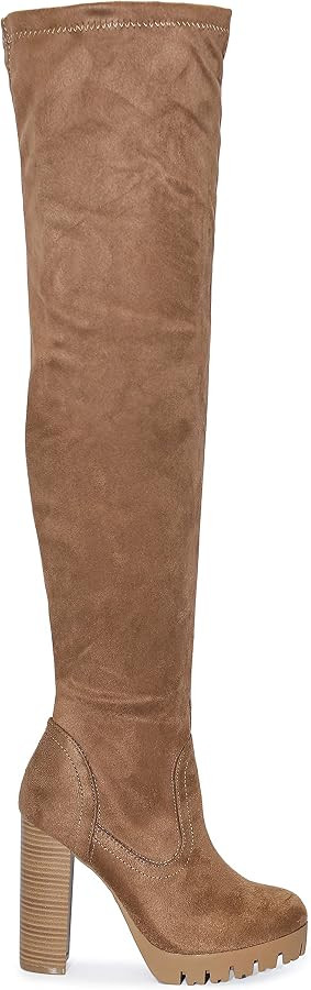 Wild Diva Vivica-10 Women Round Toe Low Heel Knee High Boots Chunky Platform Heel Classics Zipper... | Amazon (US)