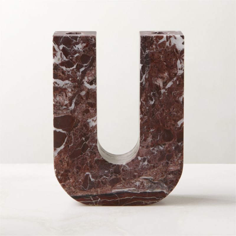 Double Red Marble Modern Taper Candle Holder + Reviews | CB2 | CB2