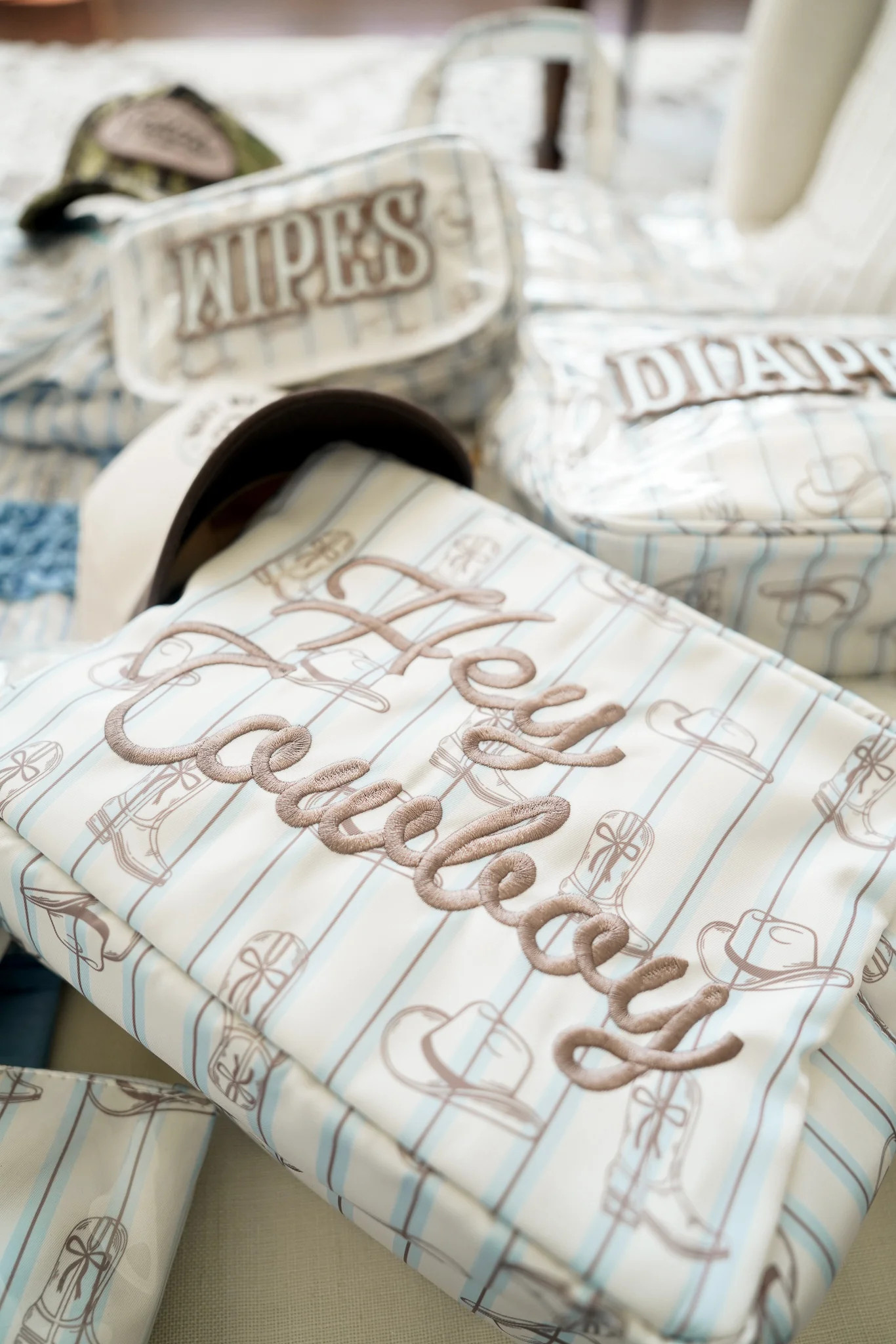 Hey Cowboy - Western Blues Striped XL Bag - PREORDER | KenzKustomz