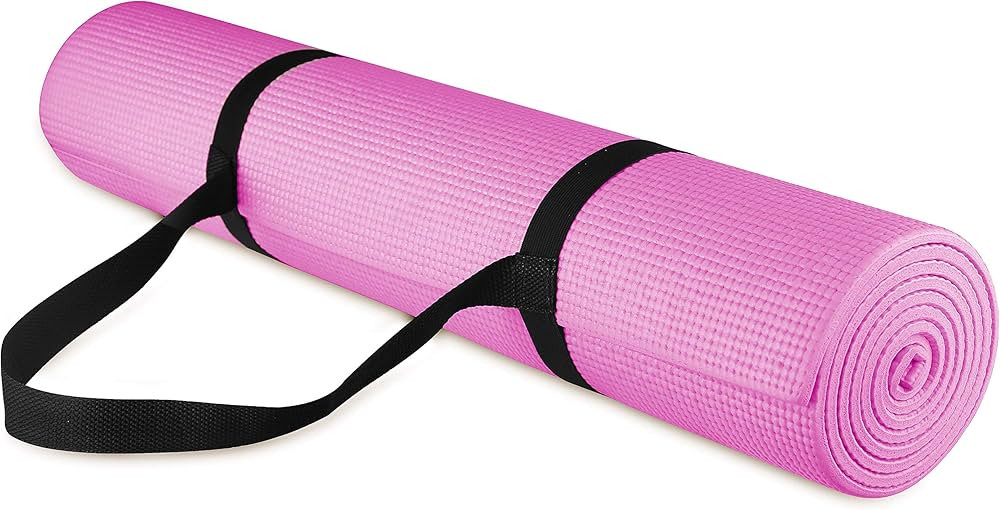 All Purpose 1/4-Inch High Density Anti-Tear Exercise Yoga Mat with Carrying Strap with Optional Y... | Amazon (US)