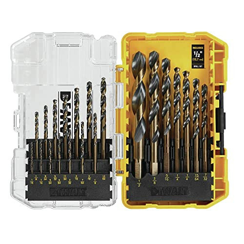 DEWALT Drill Bit Set, 21 Pc High Speed Steel DEWALT Bits, Black and Gold Oxide Coated, 135 Degree Split Point, 31 Degree Helix (DWA1181) | Amazon (US)