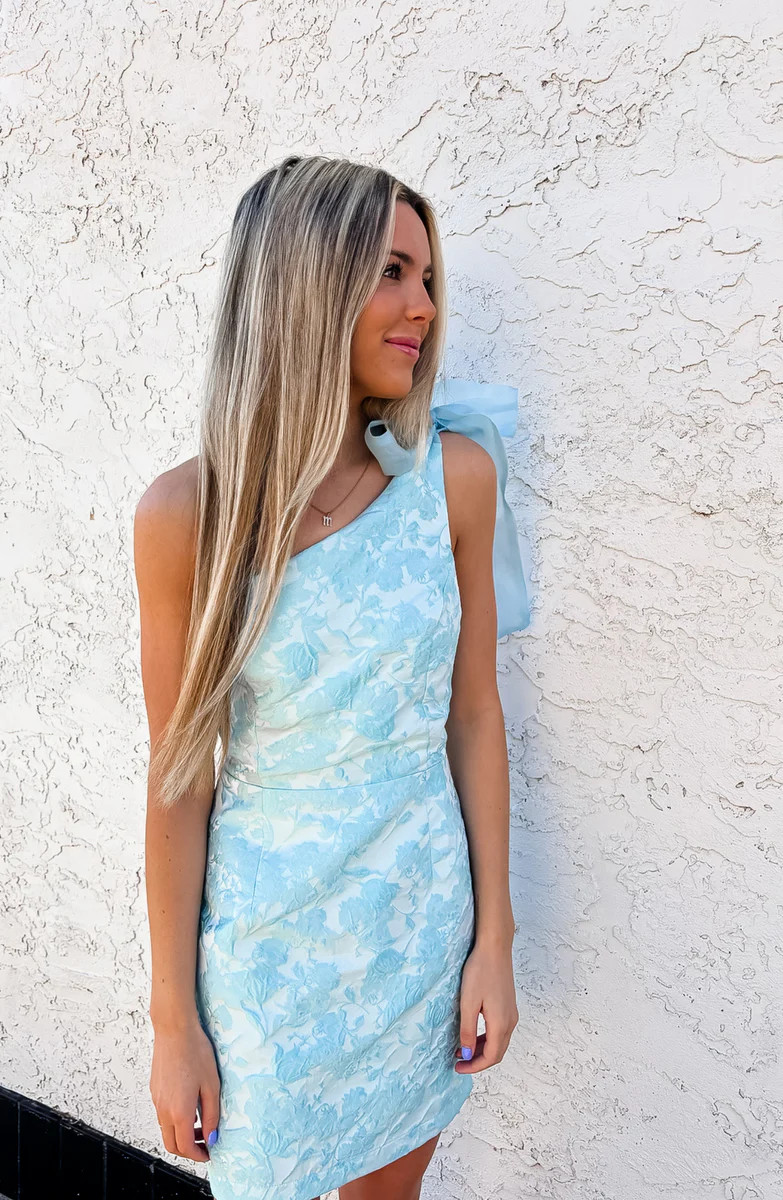 Beaming Perfection Blue One Shoulder Dress | Apricot Lane Boutique
