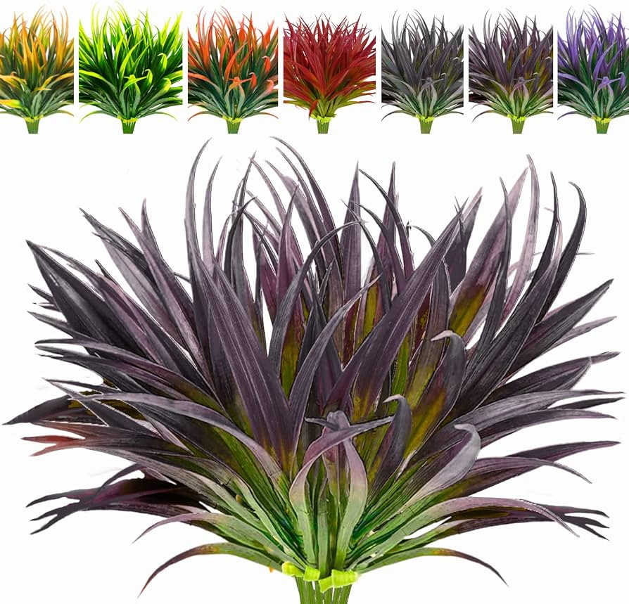 8 Pcs Outdoor Fake Plants UV Resistant Artificial Tall Grass Plants Faux Tropical Flowers Bushes ... | Amazon (US)