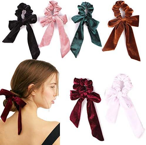6Pcs Hair Scrunchies Bowknot Velvet Elastics Hair Bands Scrunchy Hair Rope Ties Hair Bow Ponytail... | Amazon (US)