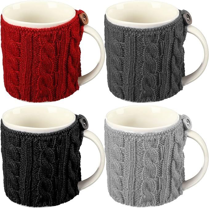 4 Pcs Coffee Mug Cozy Sleeve Mug Cozy Reusable Knitted Cozy Crochet Coffee Sleeves Cup Cozy Tea C... | Amazon (US)