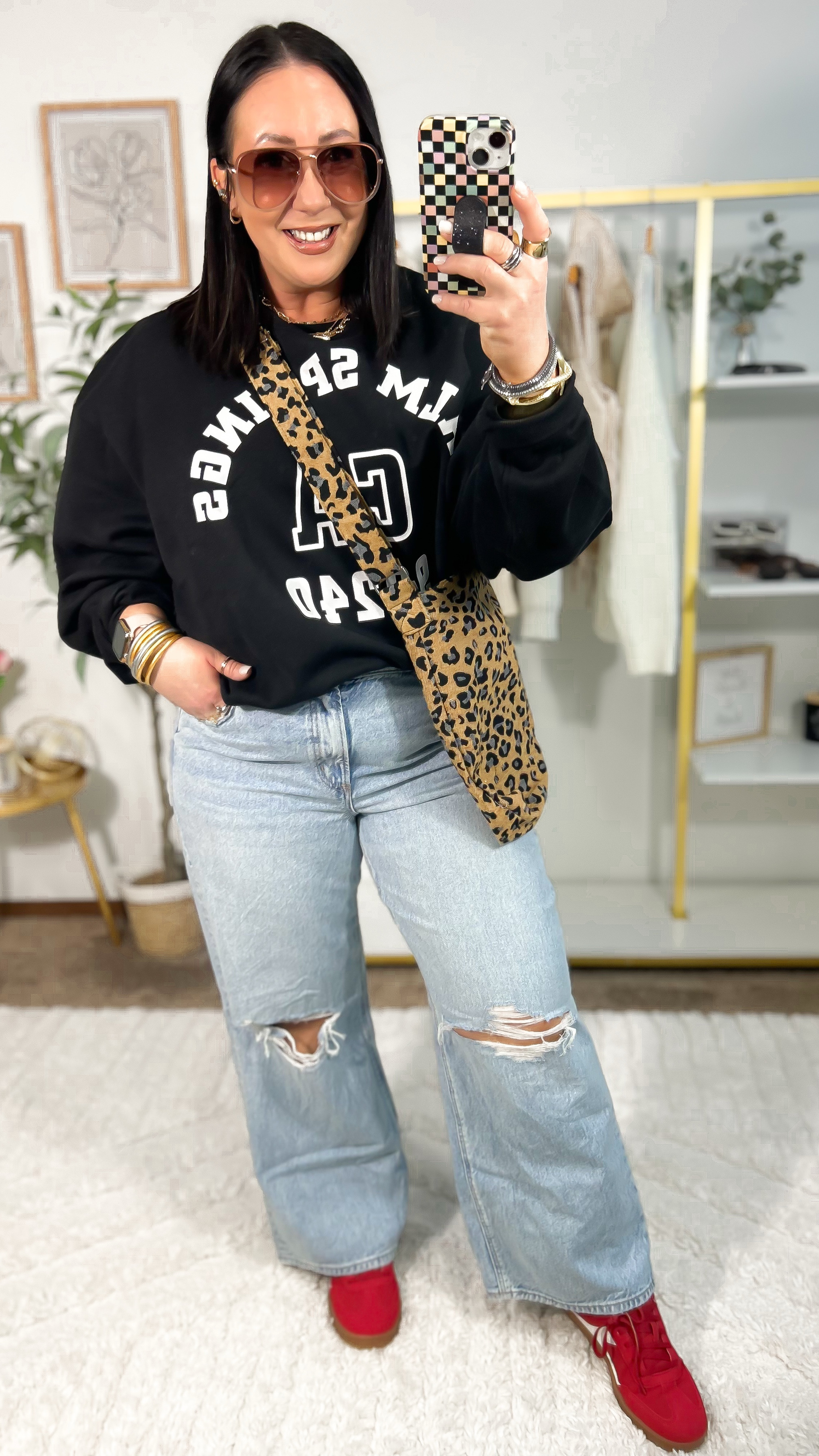 New jeans from American Eagle!
Size 16 short. Love this wash for Spring! 
1X sweatshirt. 
Shoes run tts. Linked similar on Amazon. 


#LTKWatchNow #LTKMidsize #LTKOver40