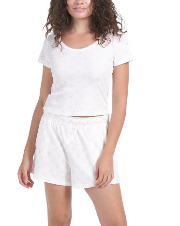 Bow Waffle Sleep Set With Makeup Bag | TJ Maxx