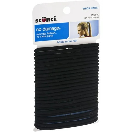 Scunci Effortless Beauty No-damage Black Elastics Thick Hair 24 ea (Pack of 6) | Walmart (US)