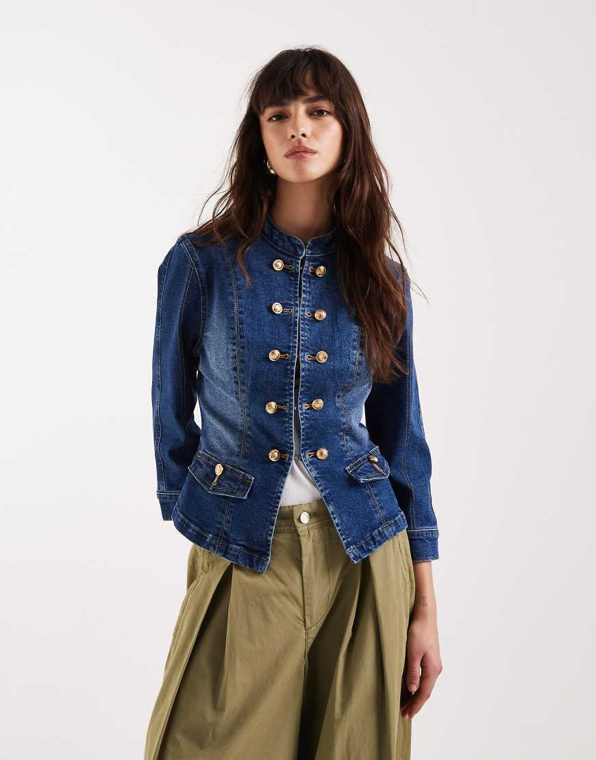ASOS DESIGN shrunken drummer style jacket - MBLUE | ASOS (Global)