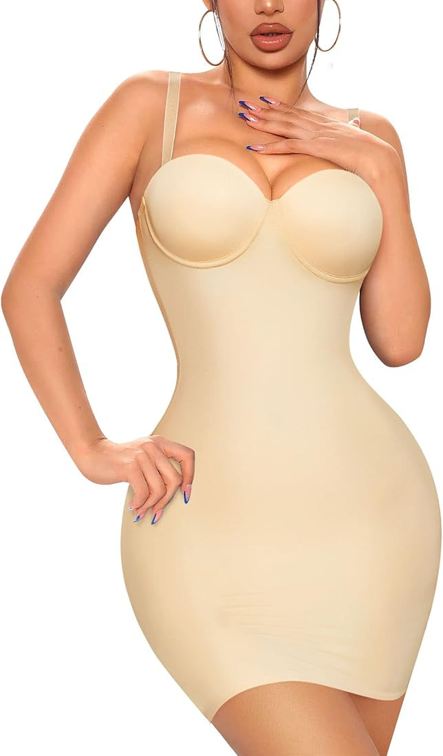 Irisnaya Full Slip Shapewear for Women Under Dresses Strapless Body Shaper Smooth Tummy Control S... | Amazon (US)