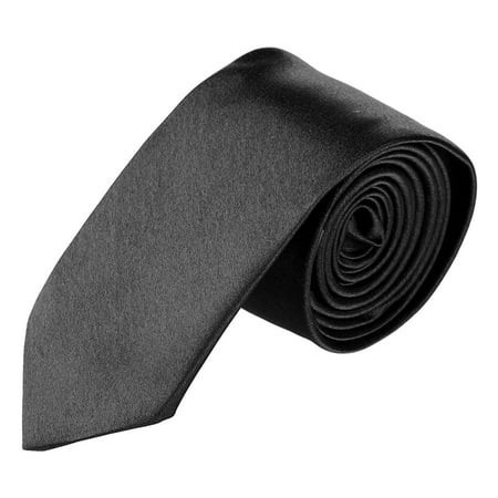 Unique Bargains Mens Bussiness Party Self Tie Neckwear Slim Necktie Black | Walmart (US)
