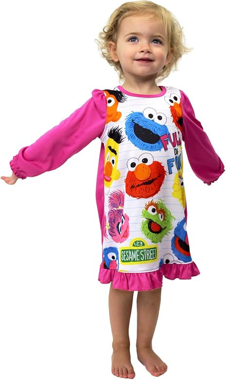 Sesame Street Toddler Girls Long Sleeve Nightgown Pajamas | Amazon (US)