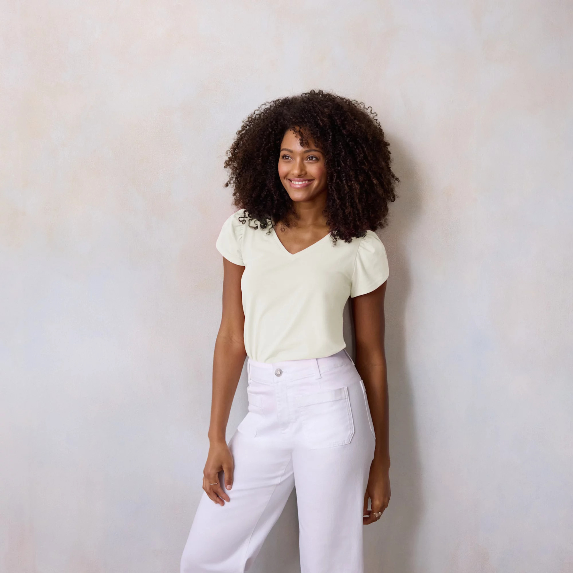 Women's LC Lauren Conrad Tulip Sleeve V-Neck Tee | Kohl's