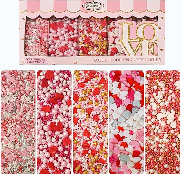 Confect Pink, Red & White Pearls Sprinkles | Mix Hearts Sprinkle | Anniversary Blend for Baking &... | Amazon (US)
