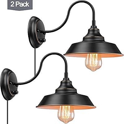 Elibbren Bathroom Vanity Wall Light Fixture, Farmhouse Gooseneck Plug in Wall Sconce, Industrial ... | Amazon (US)