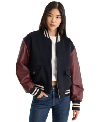Good American Women's Team Varsity Ribbed Baseball Collar Jacket - New Navy | Macy's