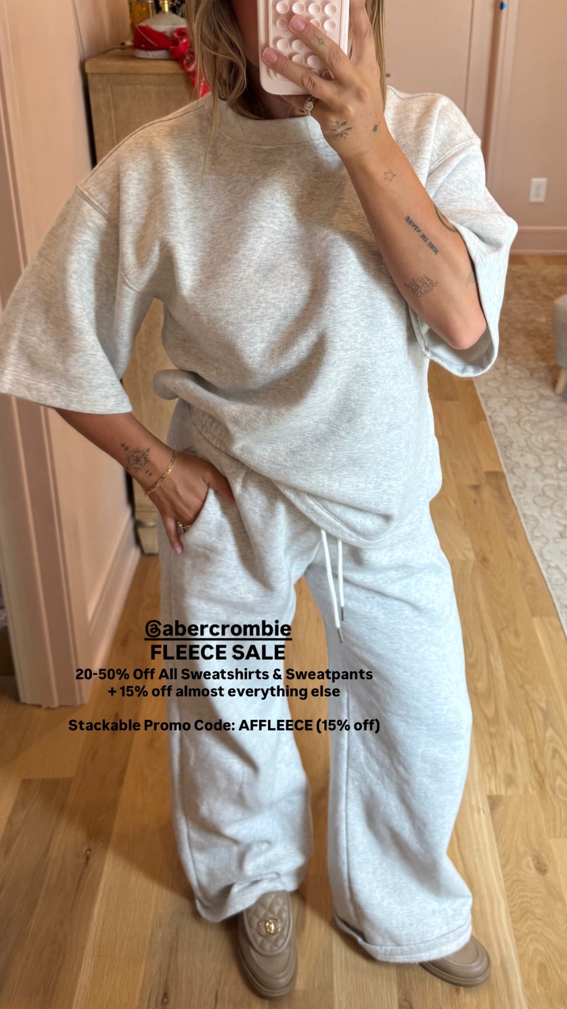 Love me some light ash gray!!! Can never have enough. @abercrombie fleece sale I wear size S in most styles. #abercrombiepartner 