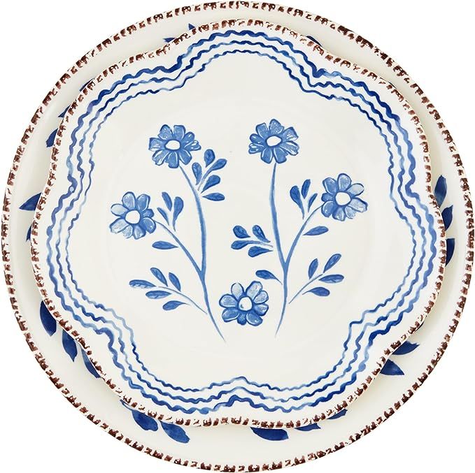 Mud Pie Nested Blue Floral Platters; Small 11" Dia | Large 12 3/4" Dia | Amazon (US)