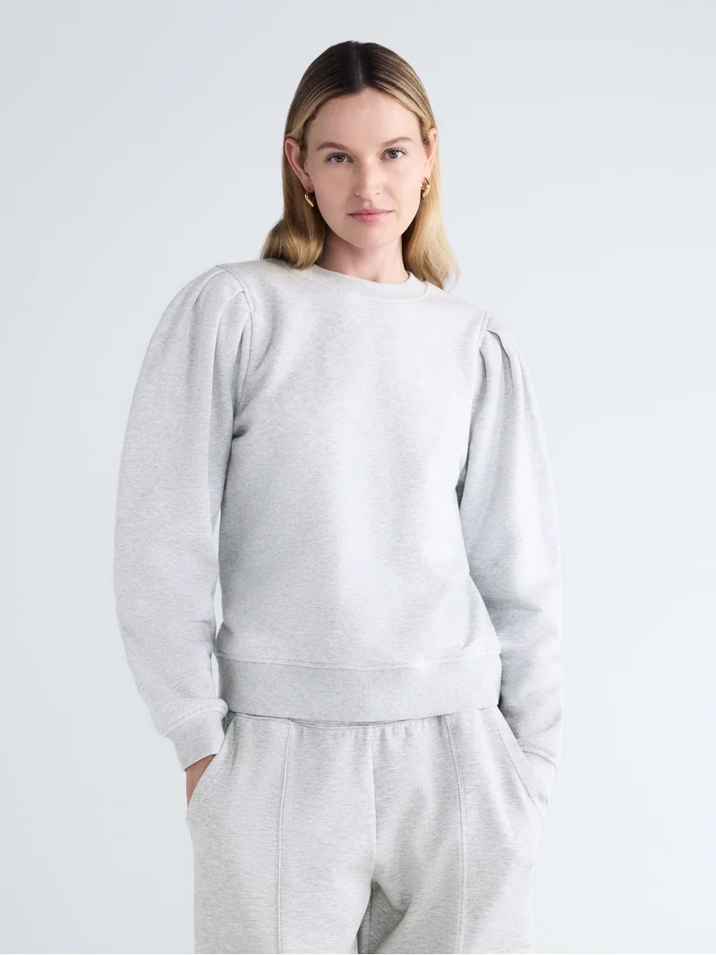 Scoop Women's and Women's Plus Mineral Washed Pleat Shoulder Sweatshirt, Sizes XS-4X | Walmart (US)