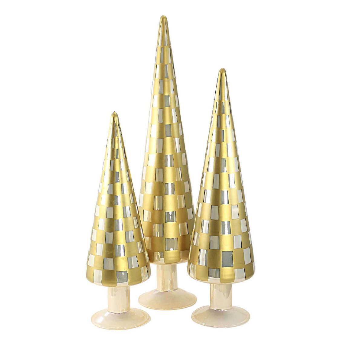 Christmas 18.25" Trees Straw Set/3 Checkered Glass Tree Cody Foster  -  Decorative Sculptures | Target
