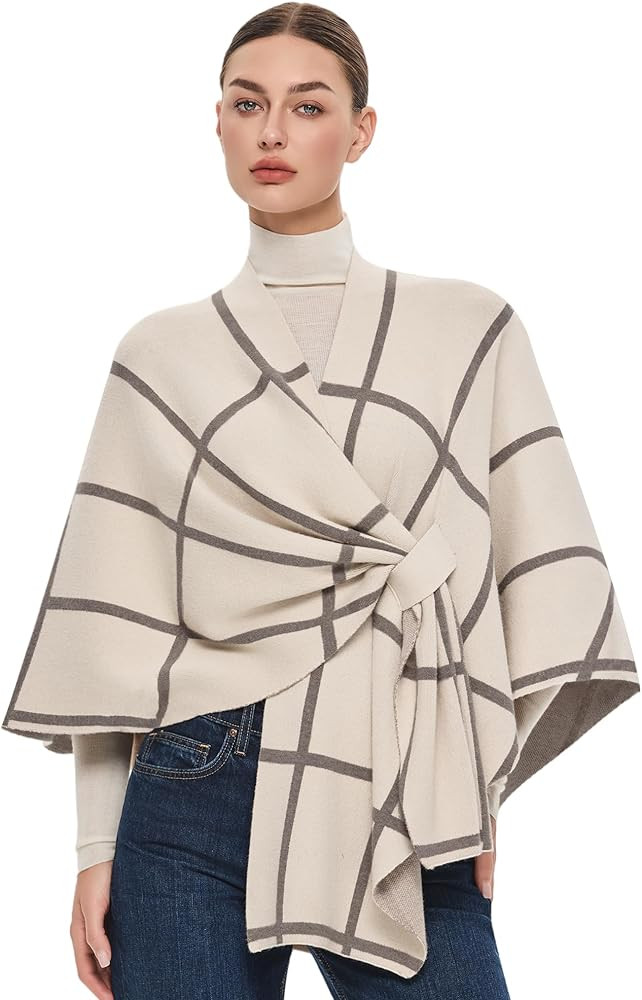 PULI Women's Elegant Shawl Wraps Soft Open Front Poncho Sweater for Spring Fall Winter | Amazon (US)