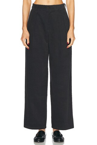 WAO Wide Leg Pleated Corduroy Pant in Charcoal - Charcoal. Size 32 (also in 26, 28, 30). | FWRD 