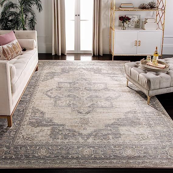 SAFAVIEH Brentwood Collection 8' x 10' Cream/Grey BNT865B Medallion Distressed Non-Shedding Livin... | Amazon (US)