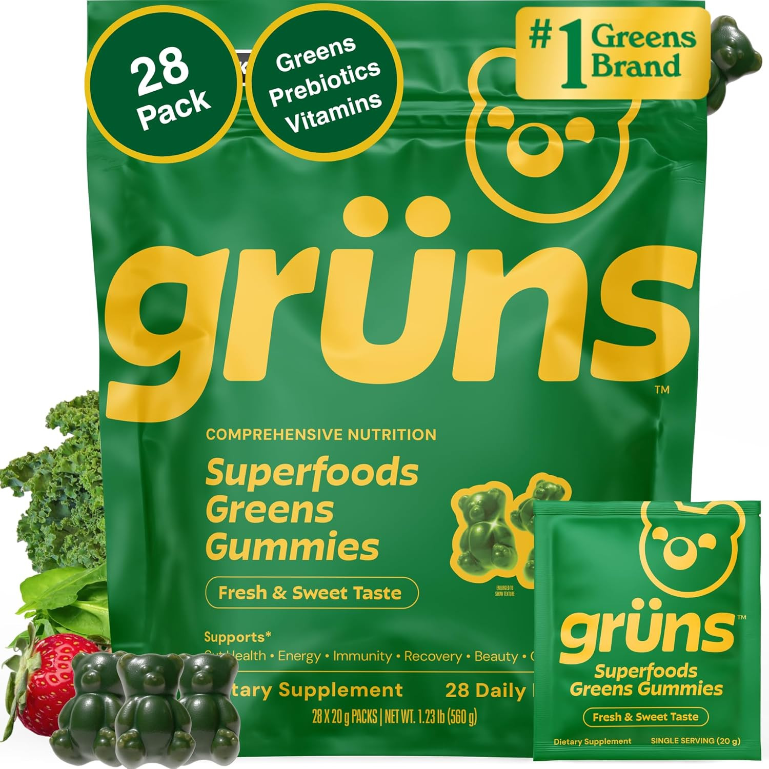 Gruns Adult Super Greens Multivitamin Gummies, Superfood Gummy Vitamins for Women and Men with Sp... | Amazon (US)