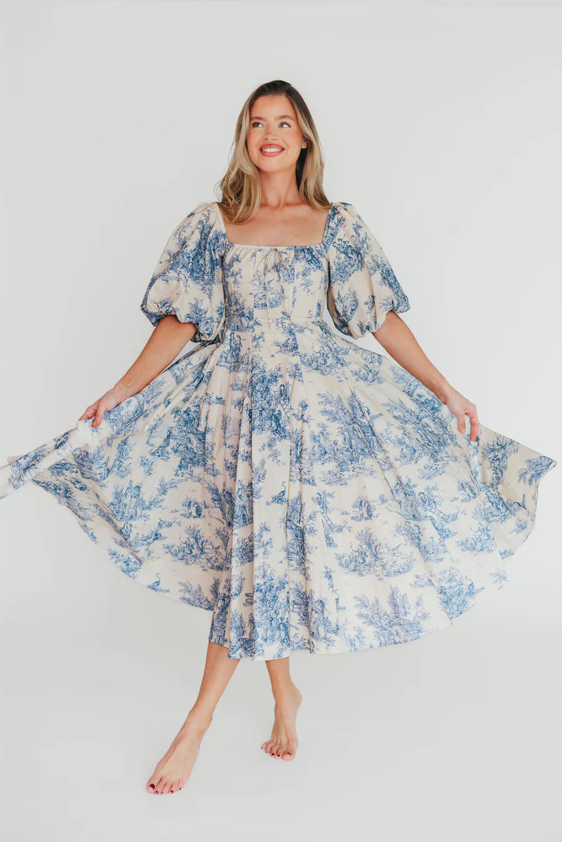 Mary Elizabeth Midi Dress in Blue | Worth Collective